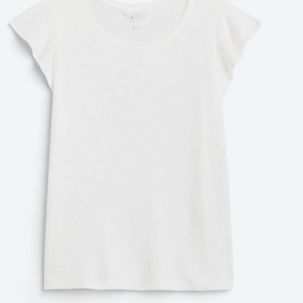 Market & Spruce Luisa Flutter Sleeve Knit Top, XXL, white